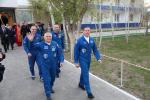 Team of cosmonauts going on alley from Hotel Cosmonaut 